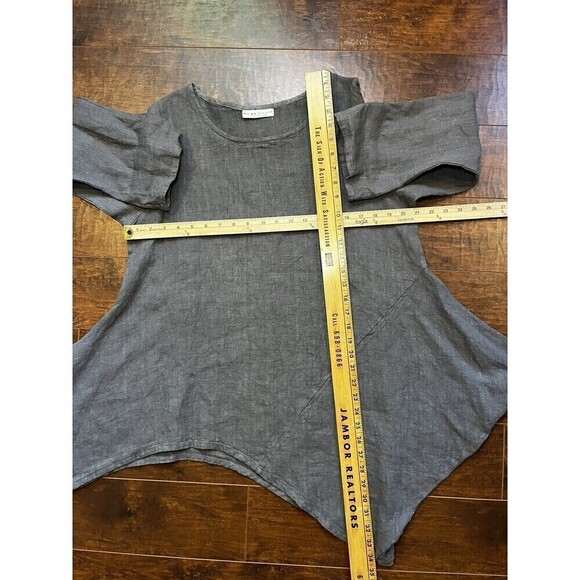 Bryn walker Gray 100% Linen asymmetric Flowy Boho Top Sz Small - Picture 3 of 8